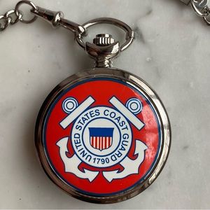US Coast Guard Pocket Watch - Works, New Battery, Chain Included